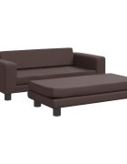 vidaXL Dětská pohovka s podnožkou hnědá 100 x 50 x 30 cm umělá kůže