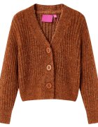 vidaXL Dětský pletený cardigan koňakový 104