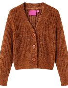 vidaXL Dětský pletený cardigan koňakový 128