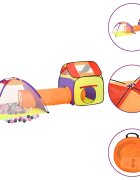 vidaXL Dětský stan na hraní s 250 míčky vícebarevný 338 x 123 x 111 cm
