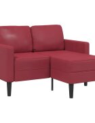 vidaXL Dvoumístná pohovka s lenoškou ve tvaru L vínově červená 125 cm umělá kůže