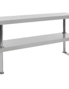 vidaXL Dvoupatrová police nad pracovní stůl 120x30x65 cm nerezová ocel