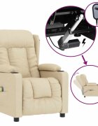 vidaXL Elektrické masážní křeslo krémové textil