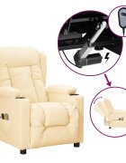 vidaXL Elektrické masážní křeslo krémové umělá kůže