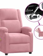 vidaXL Elektrické masážní křeslo růžové samet