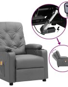 vidaXL Elektrické masážní křeslo šedé umělá kůže