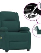 vidaXL Elektrické masážní křeslo tmavě zelené textil