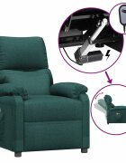 vidaXL Elektrické masážní křeslo tmavě zelené textil