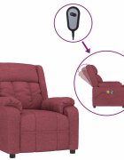 vidaXL Elektrické masážní křeslo vínové textil