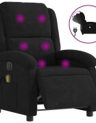 vidaXL Elektrické masážní polohovací křeslo černé samet