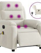 vidaXL Elektrické masážní polohovací křeslo krémové samet