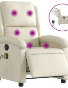 vidaXL Elektrické masážní polohovací křeslo krémové umělá kůže