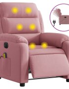 vidaXL Elektrické masážní polohovací křeslo růžové samet