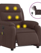 vidaXL Elektrické masážní polohovací křeslo tmavě hnědé textil