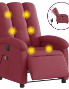 vidaXL Elektrické masážní polohovací křeslo vínové textil