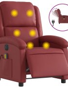 vidaXL Elektrické masážní polohovací křeslo vínové umělá kůže
