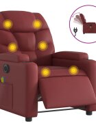 vidaXL Elektrické masážní polohovací křeslo vínové umělá kůže