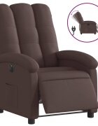 vidaXL Elektrické polohovací křeslo tmavě hnědé textil
