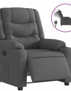 vidaXL Elektrické polohovací křeslo tmavě šedé textil