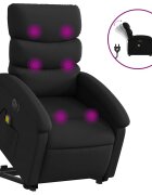 vidaXL Elektrické zvedací masážní polohovací křeslo černé umělá kůže