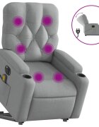 vidaXL Elektrické zvedací masážní polohovací křeslo světle šedé textil