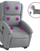 vidaXL Elektrické zvedací masážní polohovací křeslo světle šedé textil