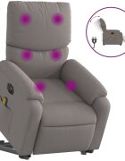 vidaXL Elektrické zvedací masážní polohovací křeslo taupe textil