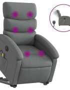 vidaXL Elektrické zvedací masážní polohovací křeslo tmavě šedé textil