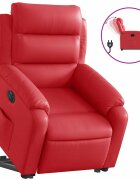 vidaXL Elektrické zvedací polohovací křeslo červené umělá kůže