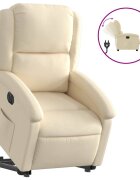 vidaXL Elektrické zvedací polohovací křeslo krémové textil