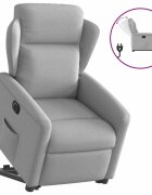 vidaXL Elektrické zvedací polohovací křeslo obláčkově šedé textil