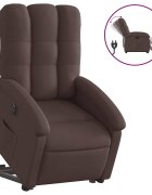vidaXL Elektrické zvedací polohovací křeslo tmavě hnědé textil
