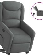 vidaXL Elektrické zvedací polohovací křeslo tmavě šedé textil