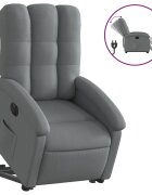 vidaXL Elektrické zvedací polohovací křeslo tmavě šedé textil