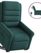 vidaXL Elektrické zvedací polohovací křeslo tmavě zelené textil
