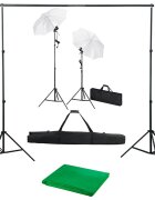 vidaXL Foto studio set s fotopozadím osvětlením a deštníky
