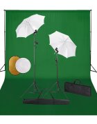 vidaXL Foto studio set s lampami deštníky pozadím a odraznou deskou