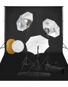 vidaXL Foto studio set s lampami deštníky pozadím a odraznou deskou