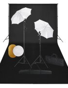 vidaXL Foto studio set s lampami deštníky pozadím a odraznou deskou