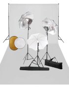 vidaXL Foto studio set s lampami deštníky pozadím a odraznou deskou