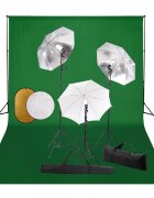 vidaXL Foto studio set s lampami deštníky pozadím a odraznou deskou