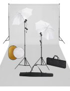 vidaXL Foto studio set se světly deštníky pozadím a odraznou deskou
