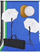 vidaXL Foto studio set se světly deštníky pozadím a odraznou deskou
