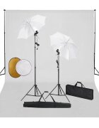 vidaXL Foto studio set se světly deštníky pozadím a odraznou deskou