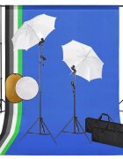 vidaXL Foto studio set se světly deštníky pozadím a odraznou deskou