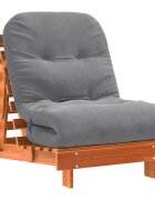 vidaXL Futonová rozkládací pohovka s matrací voskově hnědá 70x206x11cm