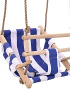 vidaXL Houpačka pro batolata s bezpečnostním pásem bavlna dřevo modrá