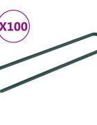 vidaXL Hřebíky do umělé trávy ve tvaru U 100 ks železo