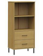 vidaXL Knihovna se 2 zásuvkami hnědá 60x35x1285 cm masivní dřevo OSLO