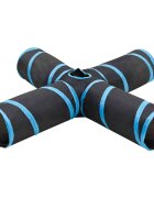 vidaXL Kočičí tunel 4cestný černý a modrý 132 cm polyester